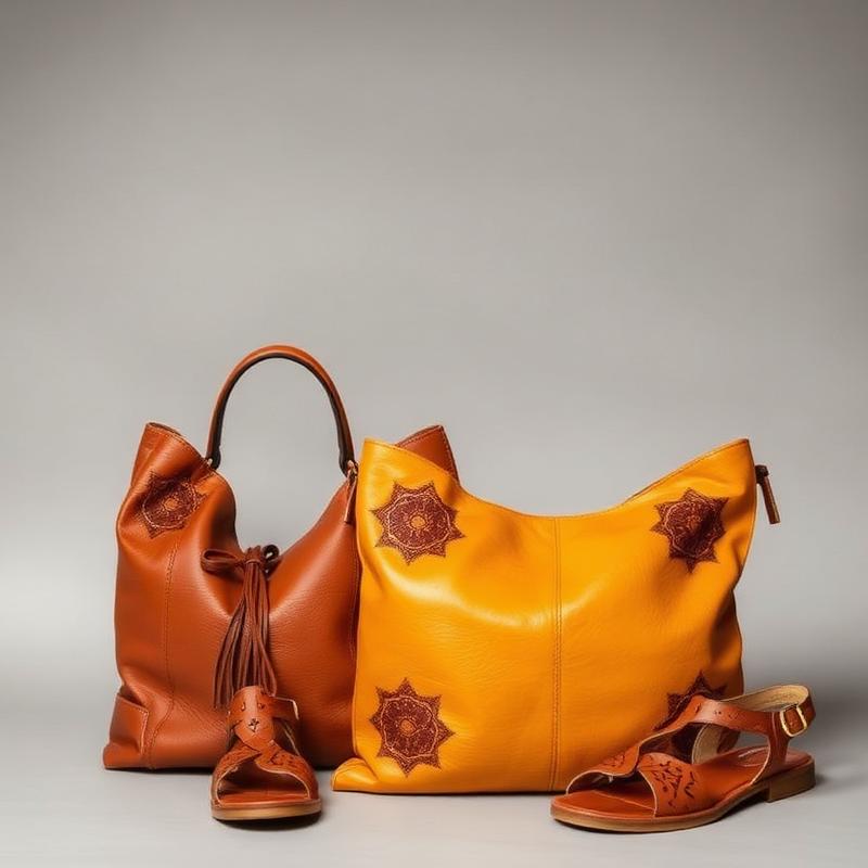 Sacs et sandales en cuir travaillé