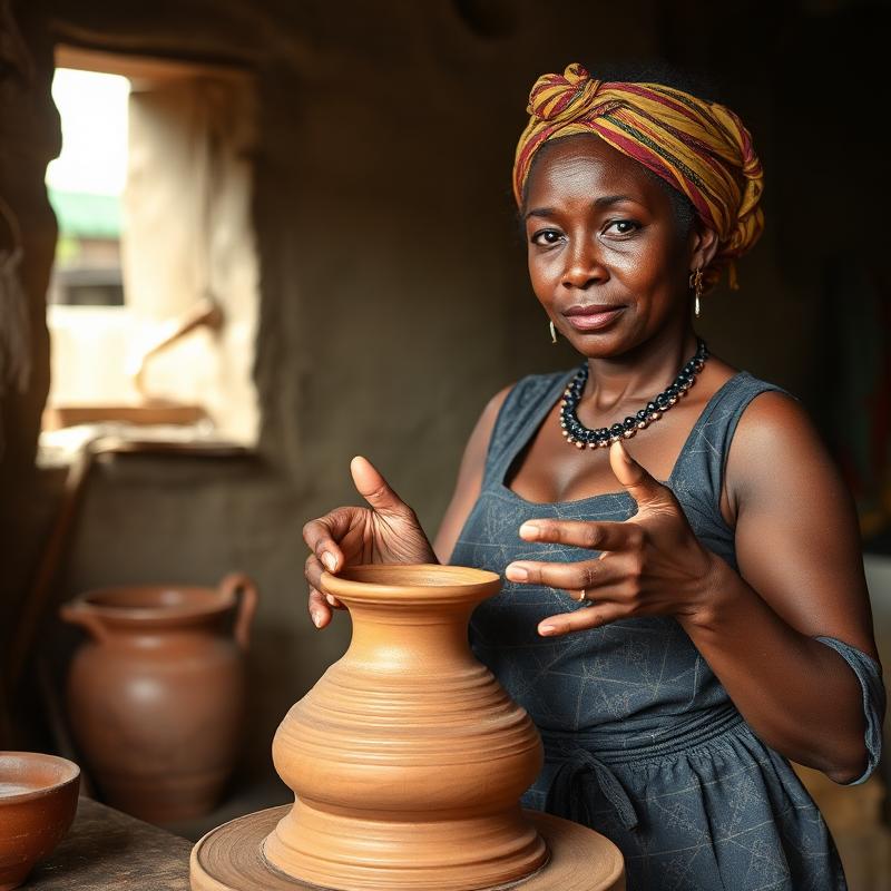 Femme modelant une poterie traditionnelle