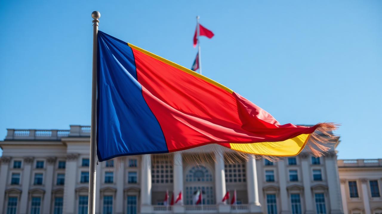 Drapeau tchadien flottant au vent