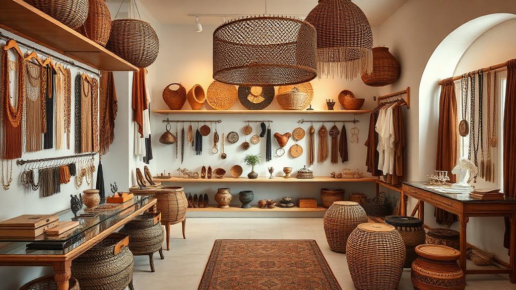 Boutique d'artisanat tchadien : bijoux, cuir, vannerie