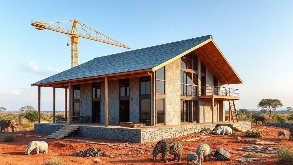 Construction d'un lodge écotouristique face à la savane
