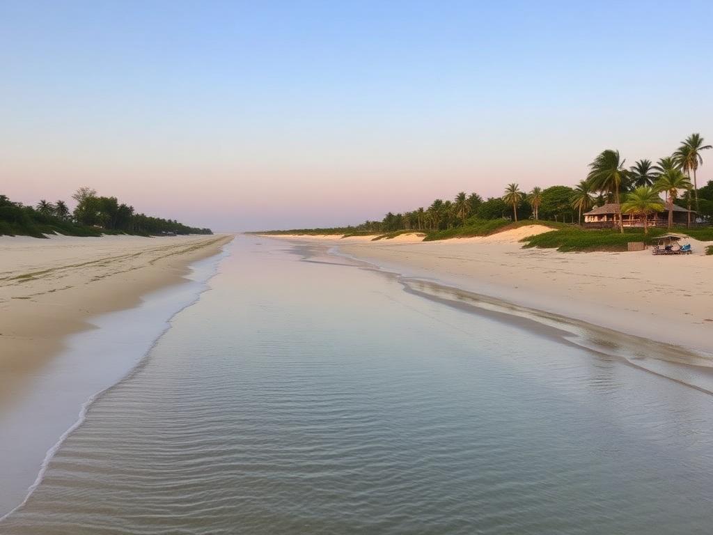 Rives du Chari à N’Djaména, sable clair et pirogues amarrées